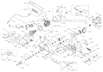 Page A Diagram and Parts List for 352VS Type 4 Porter Cable Sander Polisher